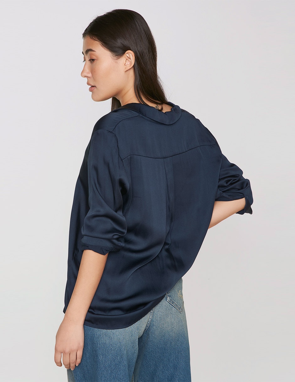 Blusa camisera Maison 123 manga larga para mujer