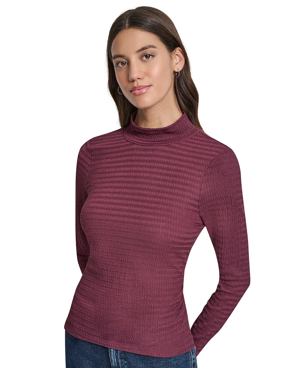 Playera manga larga cuello alto para mujer 1