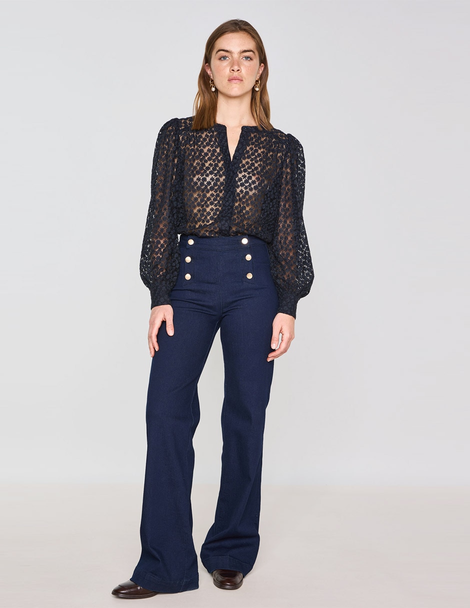 Jeans relaxed straight Maison 123 corte cintura para mujer