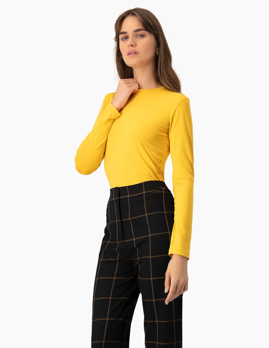 Playera manga larga cuello redondo para mujer 3
