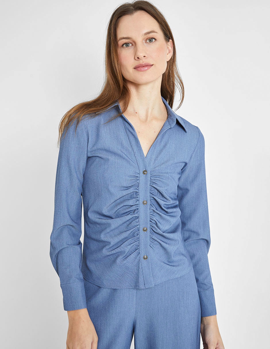 Blusa camisera manga larga para mujer 1