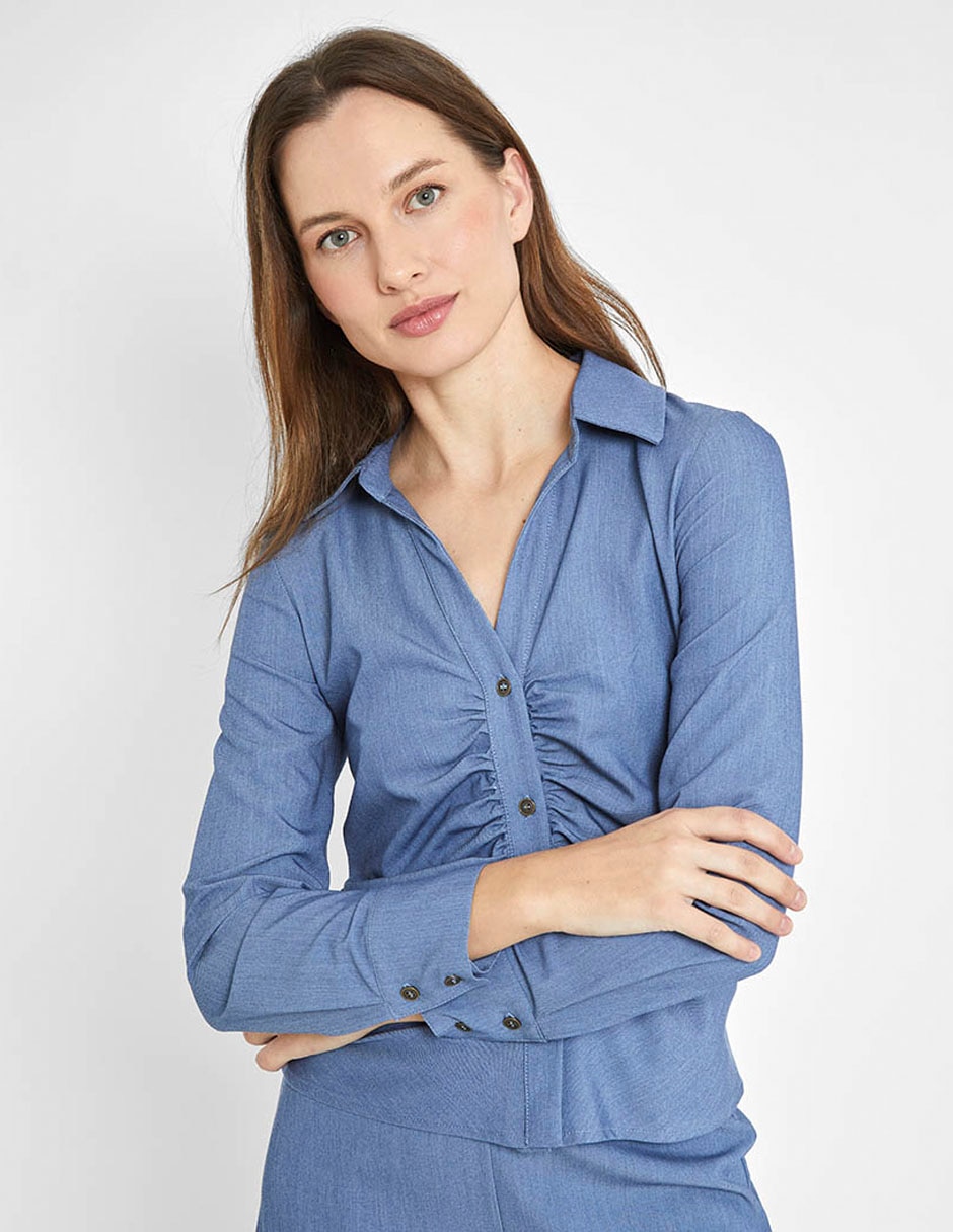 Blusa camisera manga larga para mujer 8