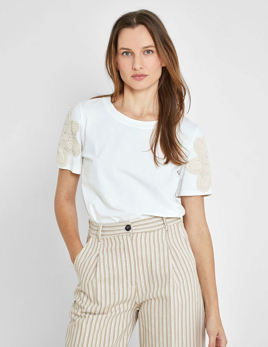 Playera manga corta cuello redondo para mujer 1