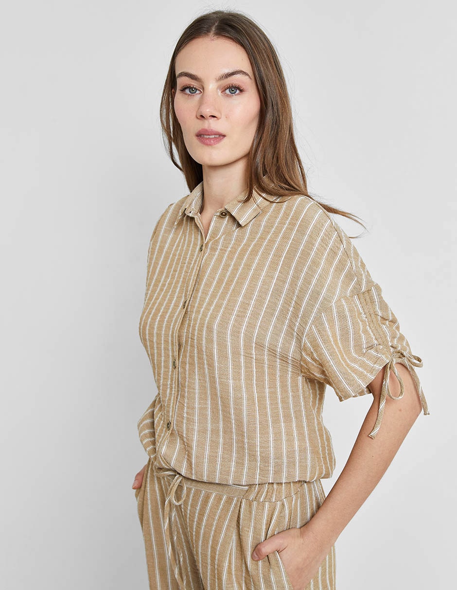 Blusa camisera manga corta para mujer 1