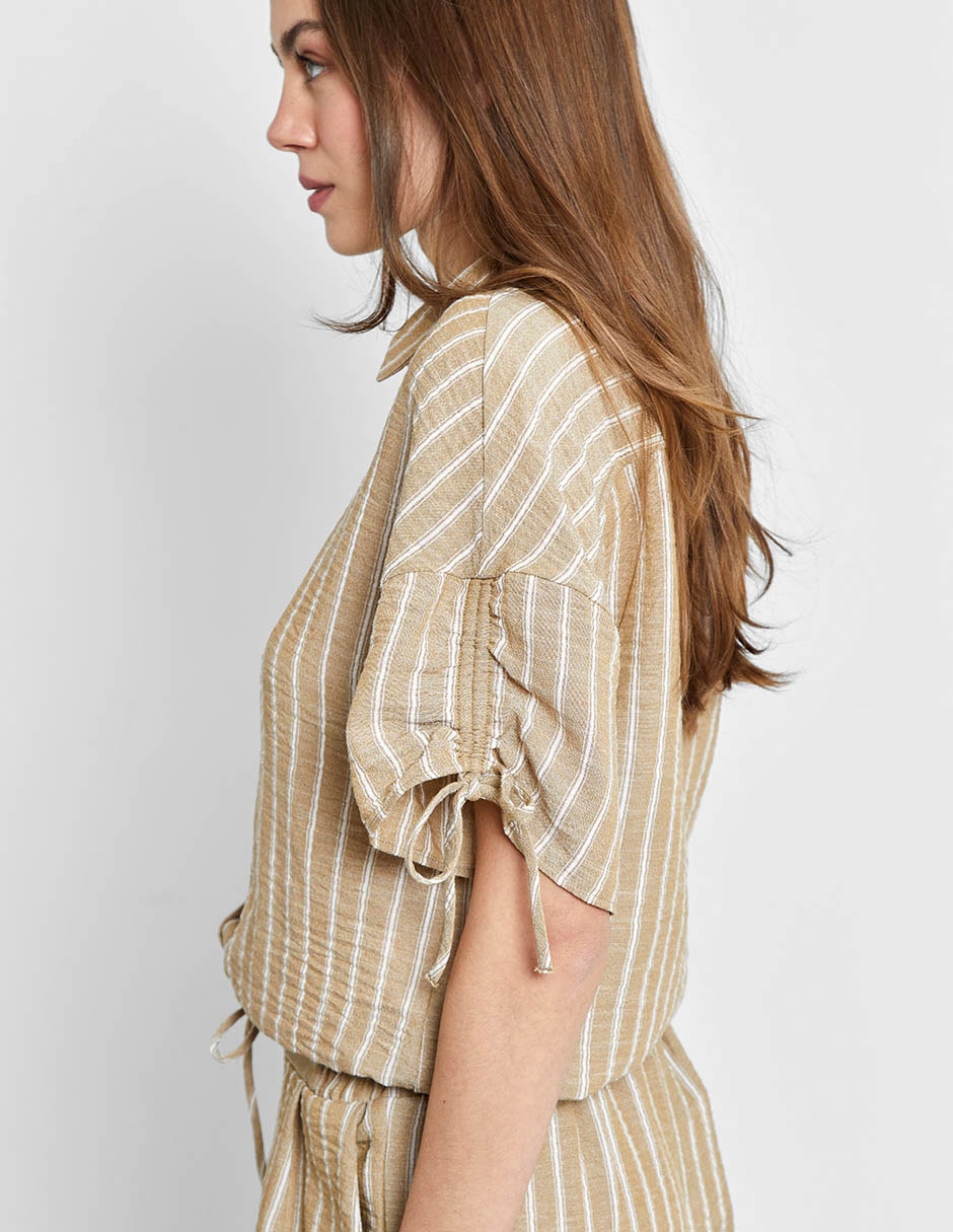 Blusa camisera manga corta para mujer 6