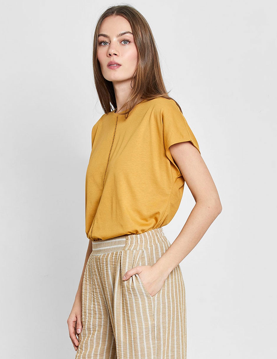 Playera manga corta cuello redondo para mujer 7