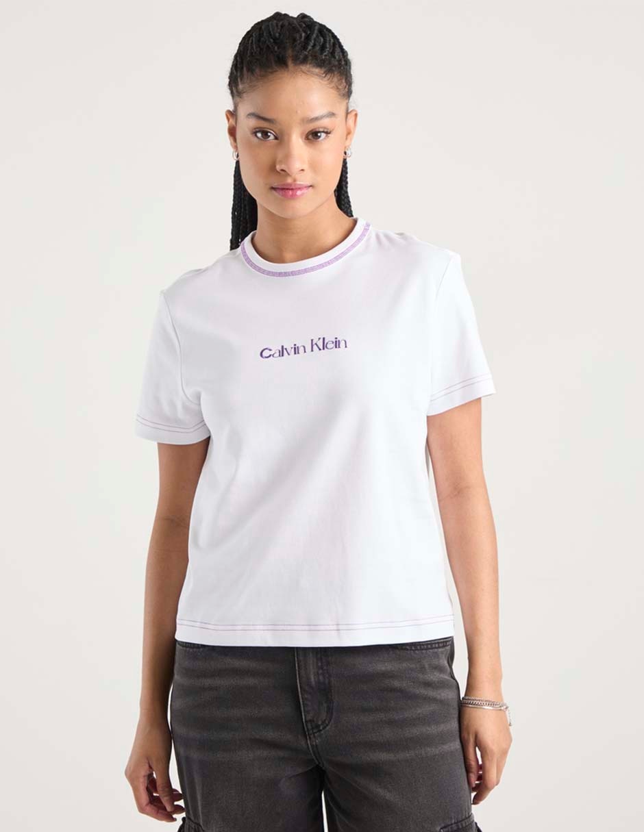 Playera manga corta cuello redondo para mujer Playera manga corta cuello redondo para mujer