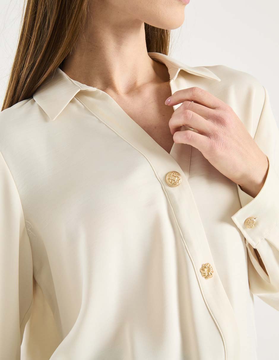 Blusa camisera Karl Lagerfeld Paris manga larga para mujer