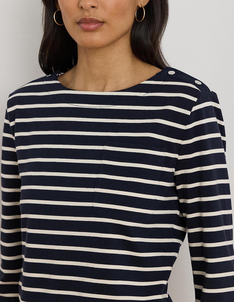 Playera manga larga Lauren Petite cuello redondo para mujer