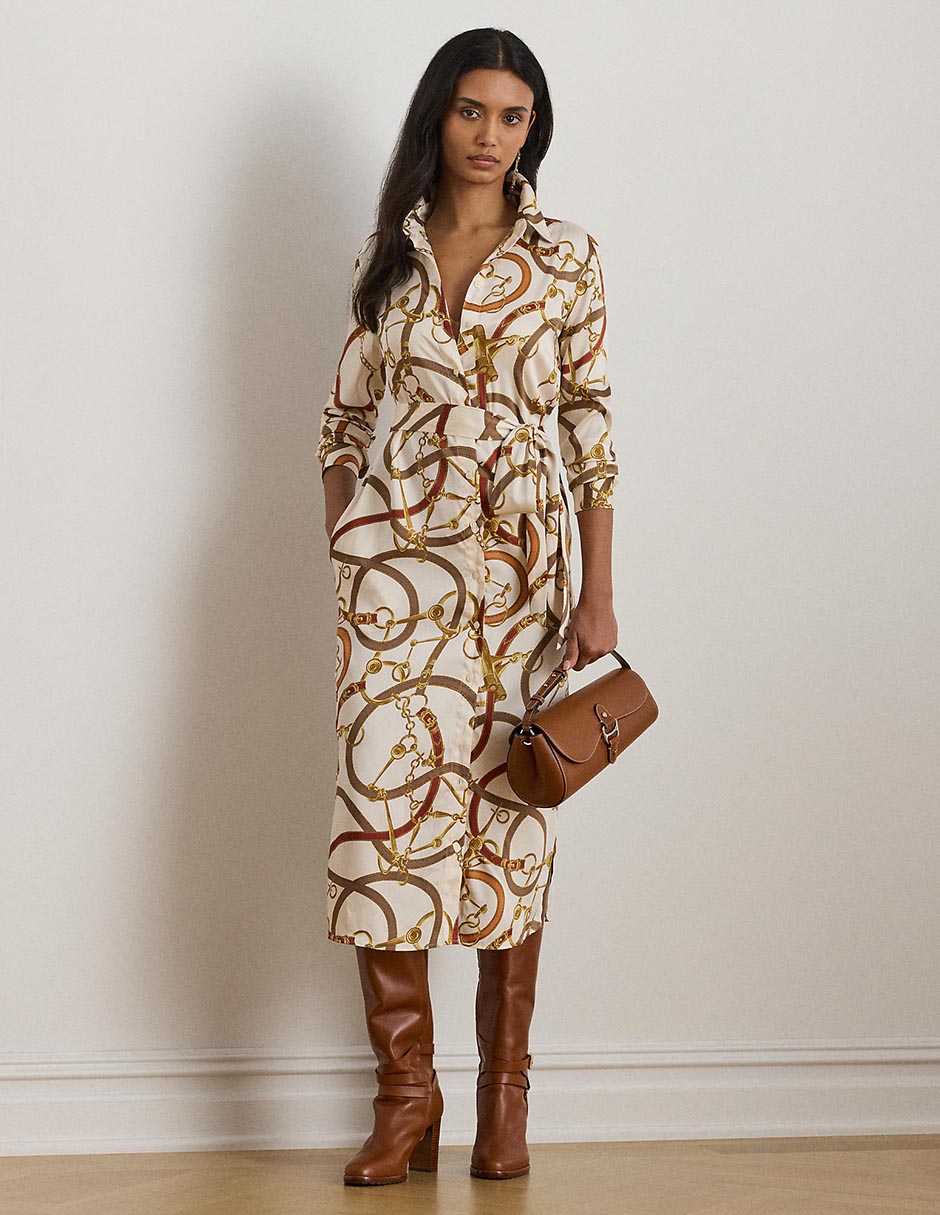 Vestido midi casual Lauren Petite para mujer