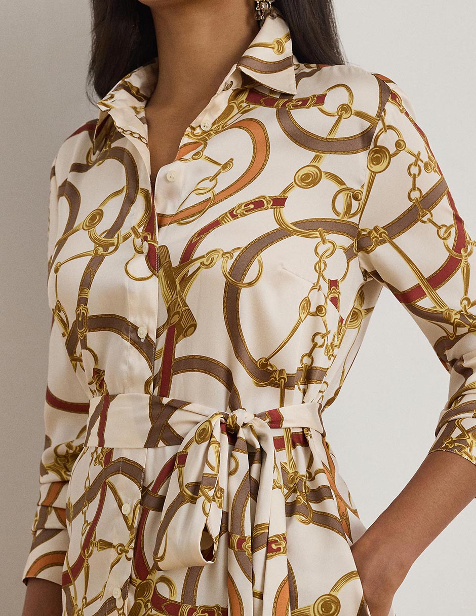 Vestido midi casual Lauren Petite para mujer