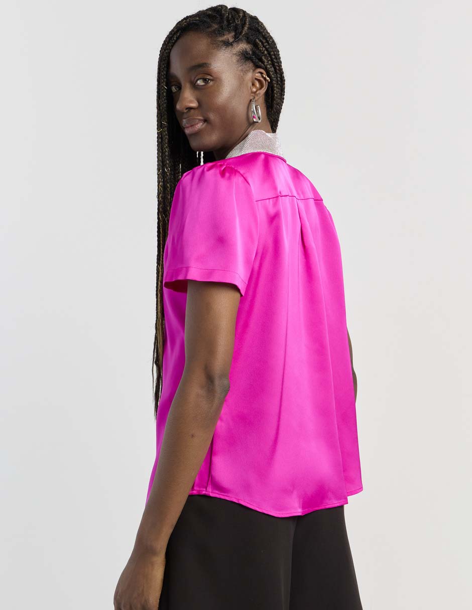 Blusa camisera manga corta para mujer 5