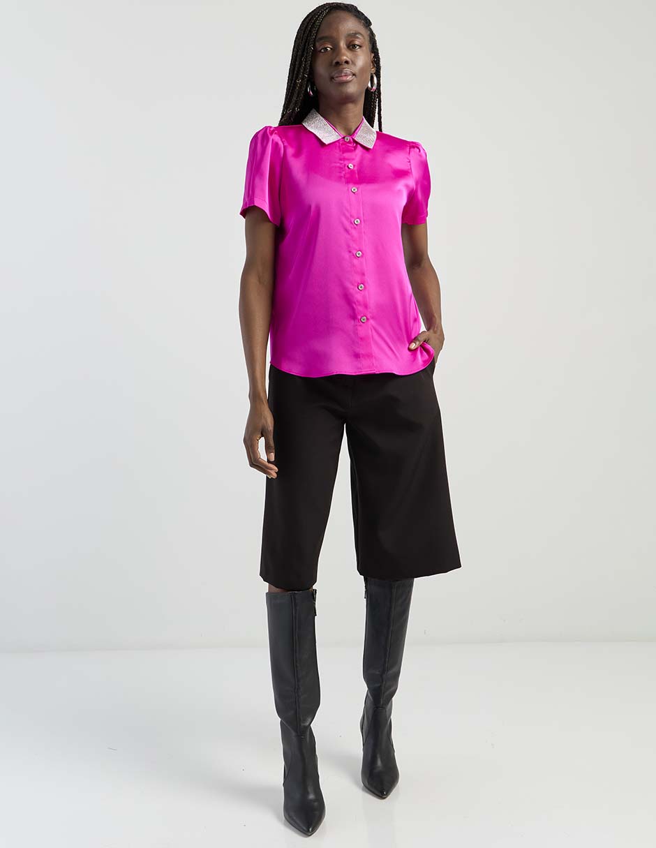 Blusa camisera manga corta para mujer 6
