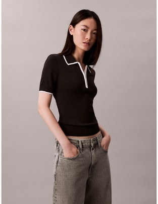 Playera manga corta Ck cuello camisero para mujer
