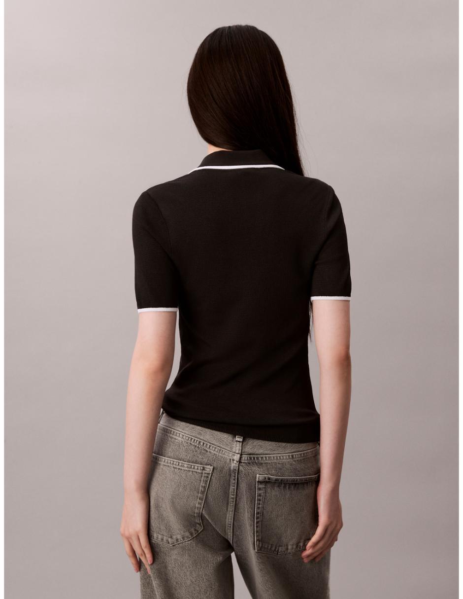 Playera manga corta Ck cuello camisero para mujer