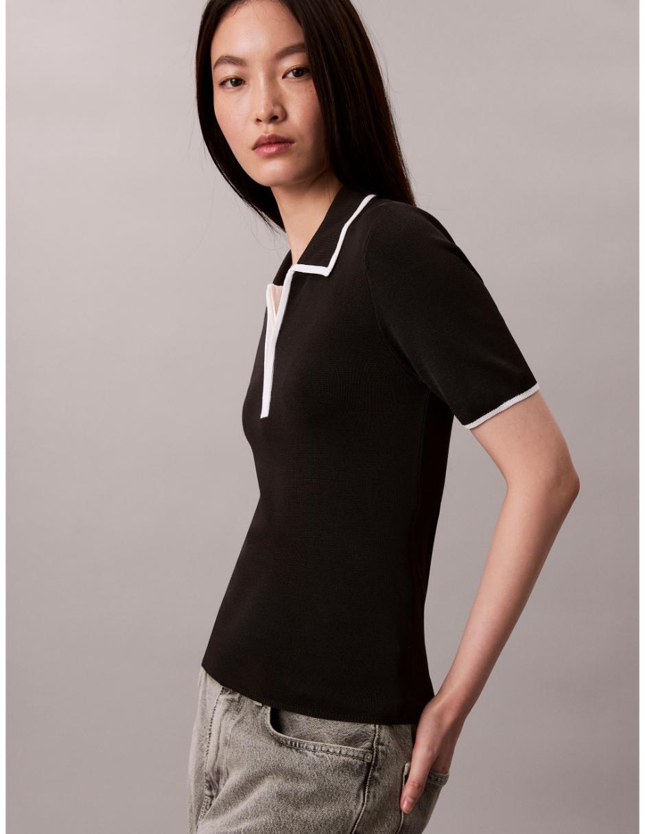Playera manga corta Ck cuello camisero para mujer