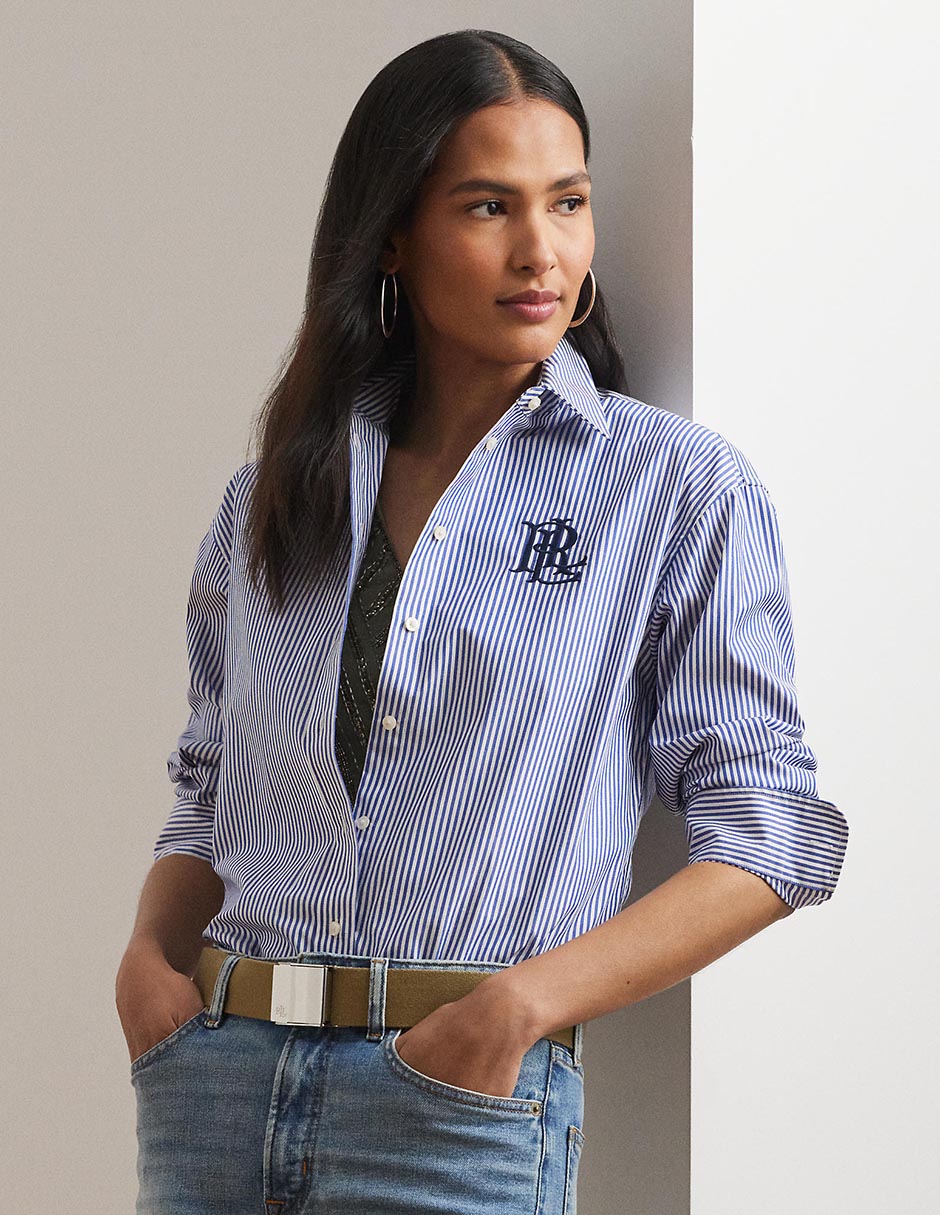 Blusa camisera Lauren Ralph Lauren manga larga para mujer