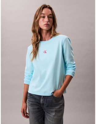Playera manga larga cuello redondo para mujer 1