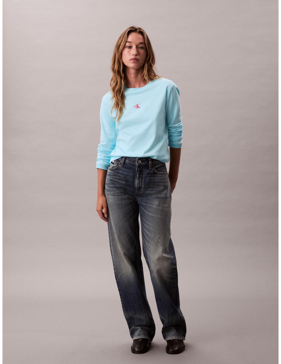 Playera manga larga cuello redondo para mujer 7