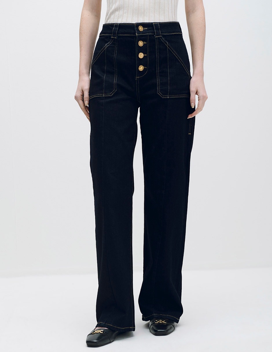 Jeans relaxed wide leg corte cintura alta para mujer Jeans relaxed wide leg corte cintura alta para mujer