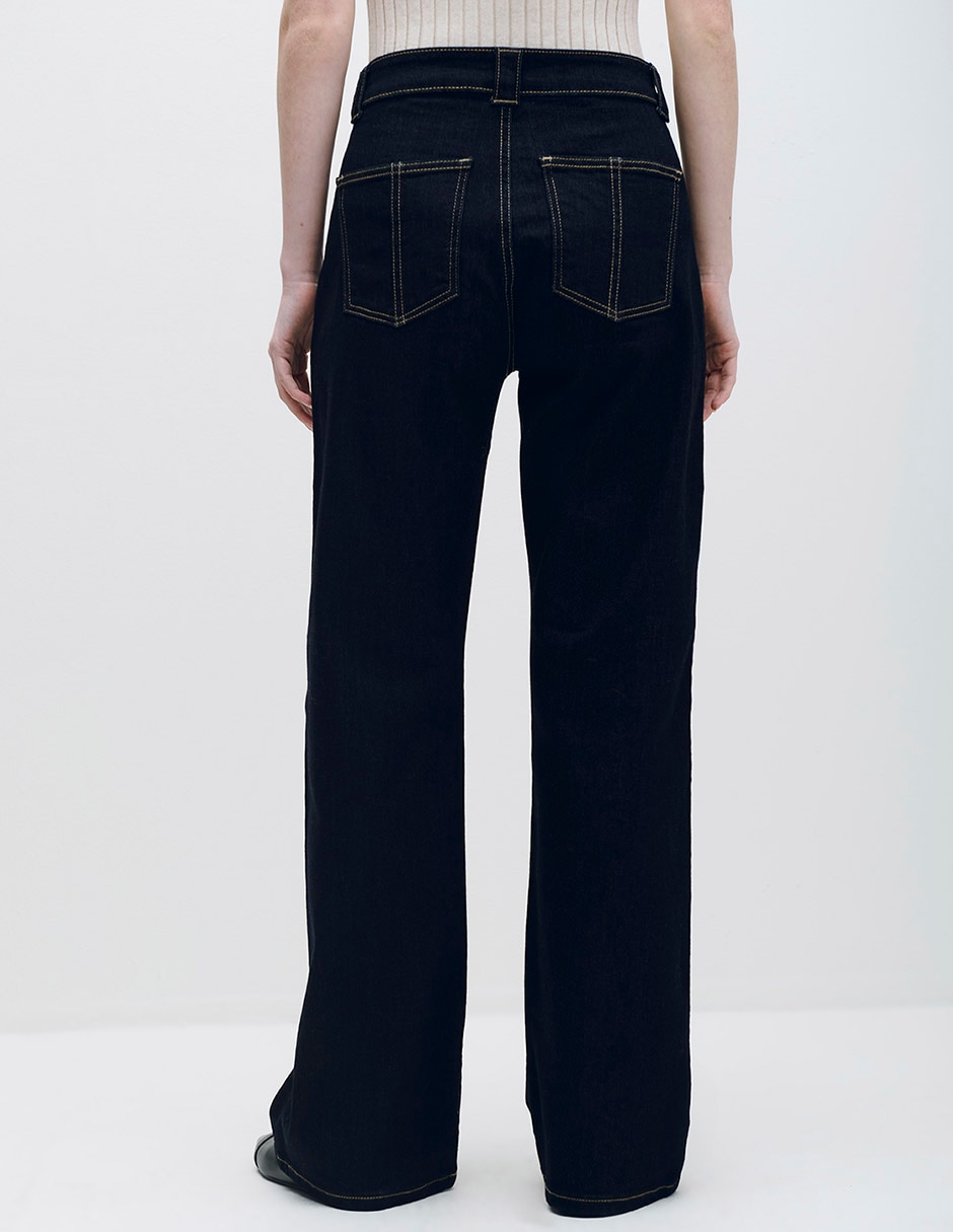 Jeans relaxed wide leg corte cintura alta para mujer 4