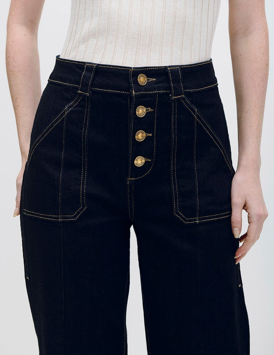 Jeans relaxed wide leg corte cintura alta para mujer 2