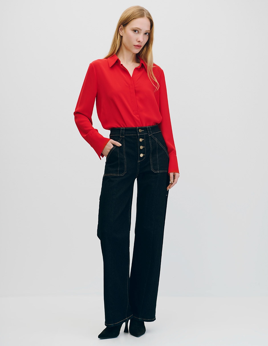 Blusa camisera manga larga para mujer 5