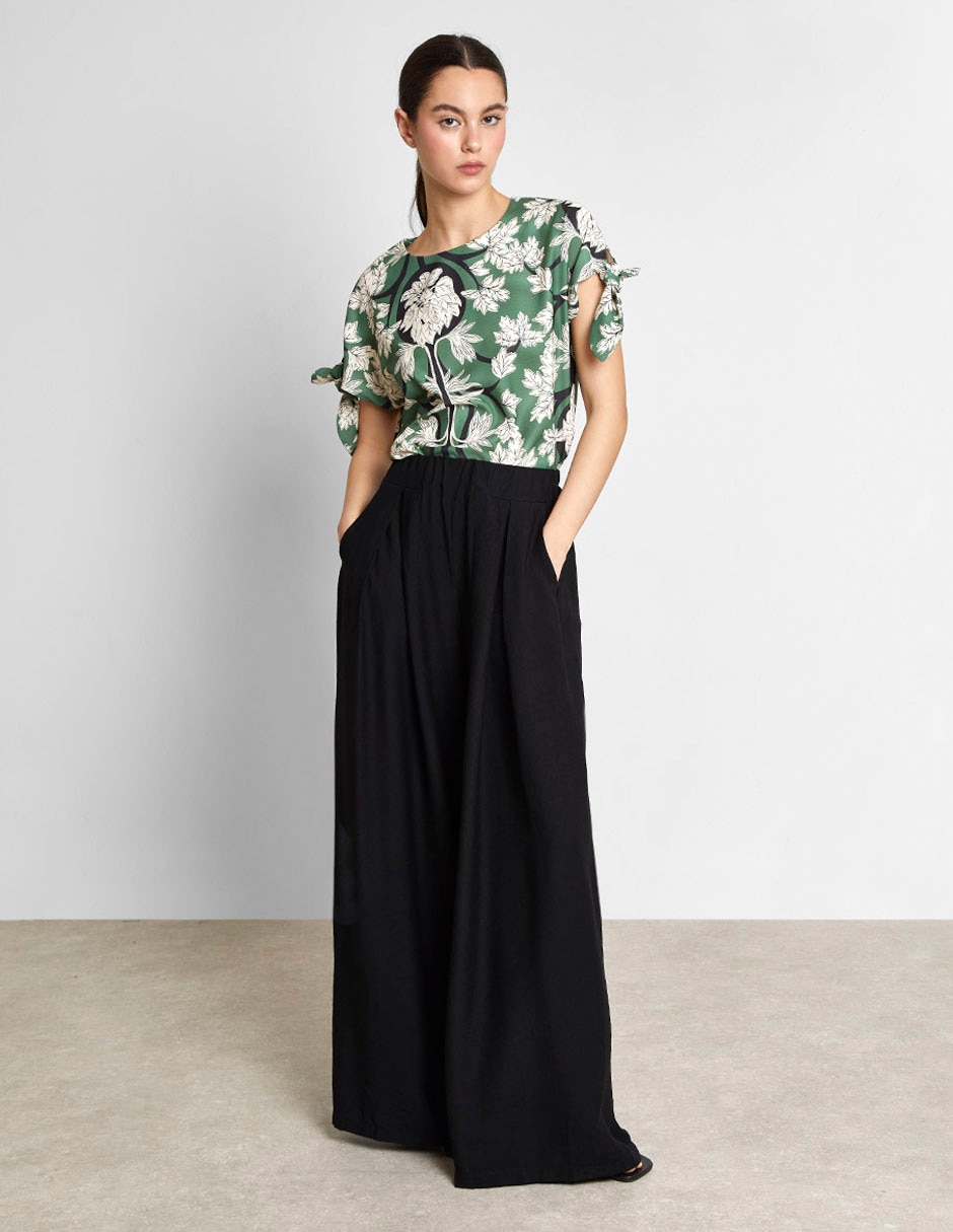 Pantalón coulotte acampanado para mujer Pantalón coulotte acampanado para mujer