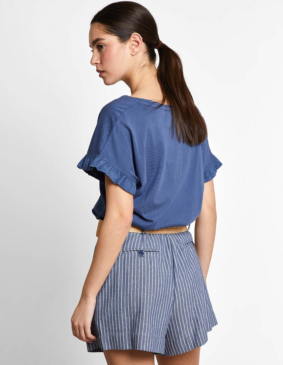 Playera manga corta cuello v mujer