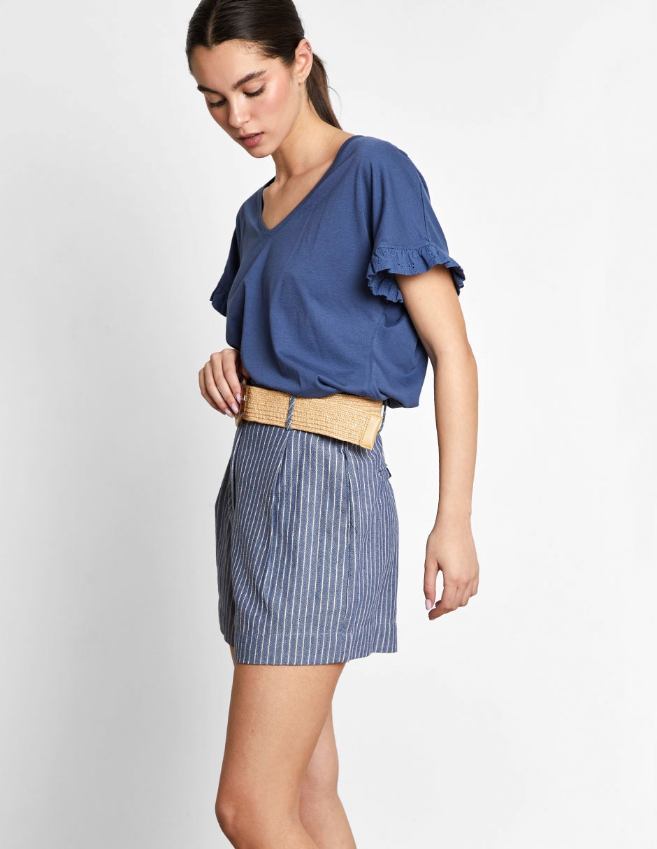 Playera manga corta cuello v mujer