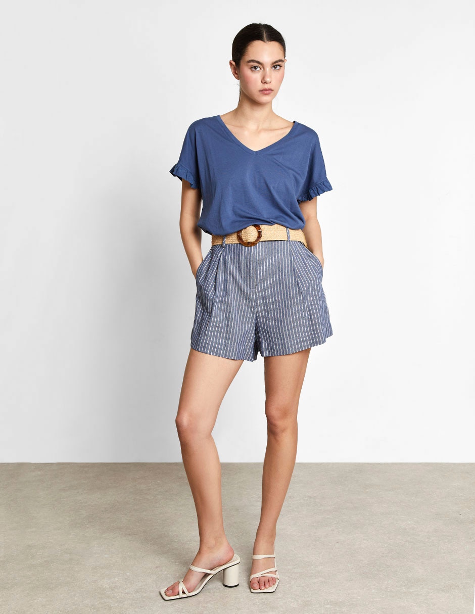 Playera manga corta cuello v mujer