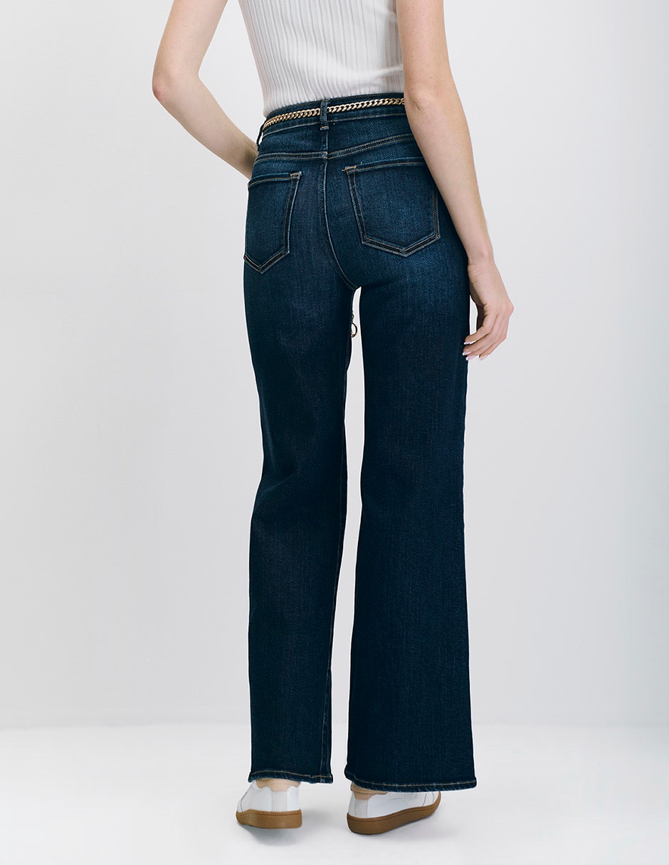 Jeans wide leg corte cintura alta para mujer 4