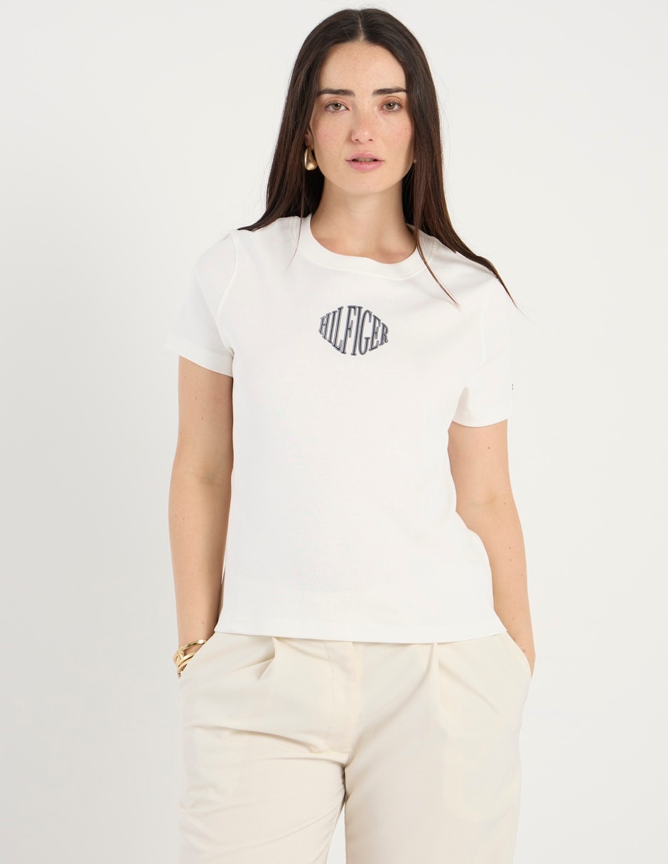 Playera manga corta cuello redondo mujer