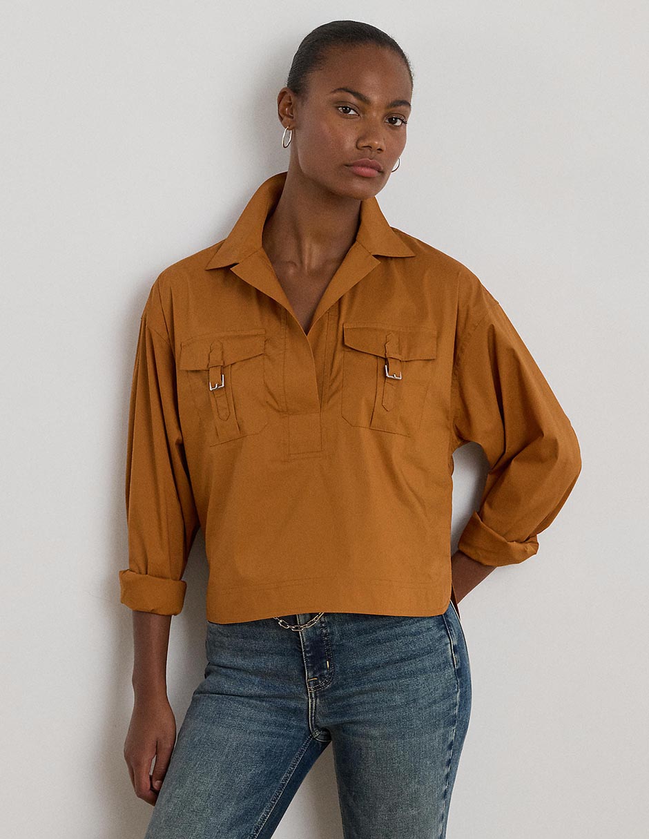 Blusa camisera Lauren Ralph Lauren manga larga para mujer