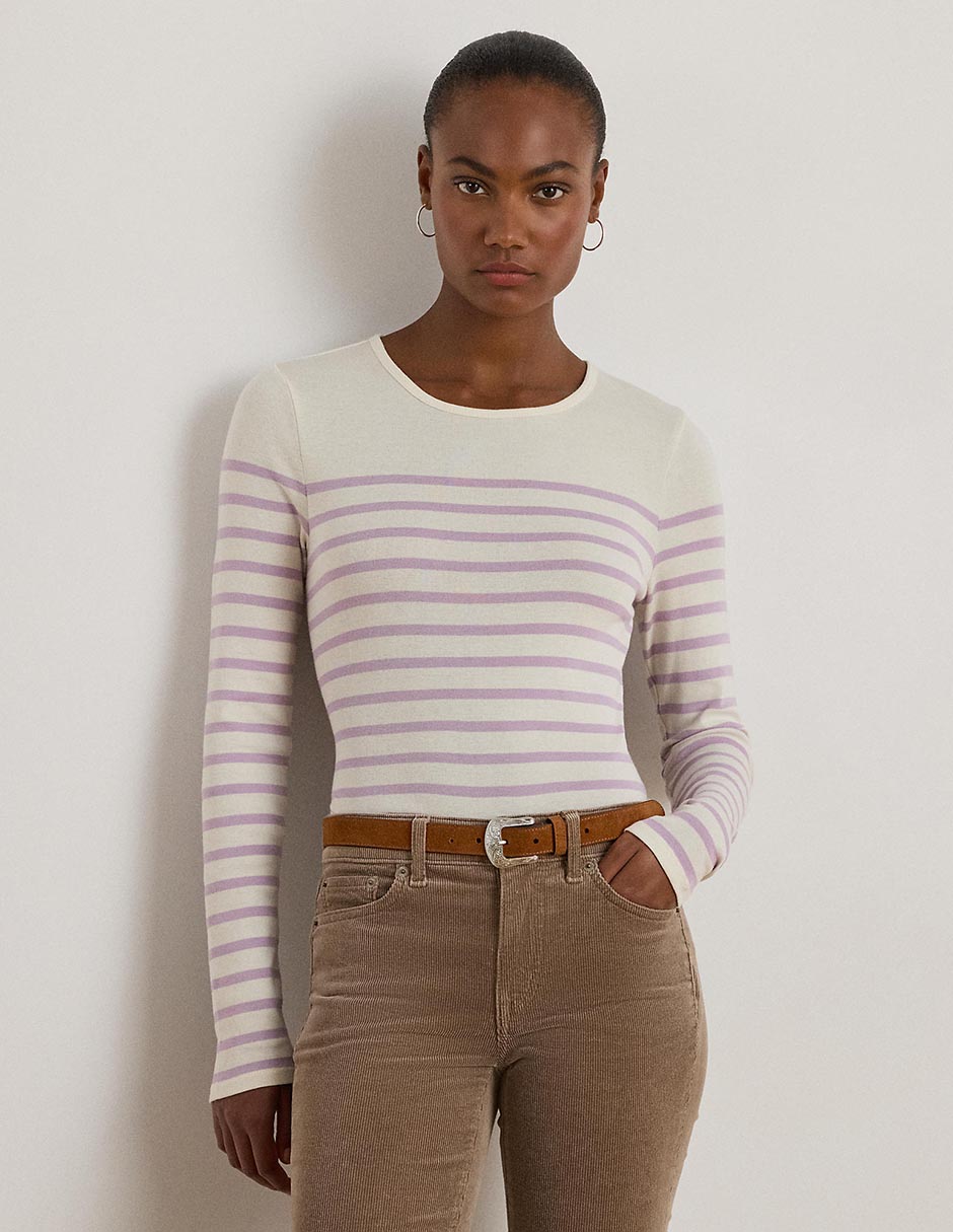 Playera manga larga Lauren Ralph Lauren cuello redondo para mujer