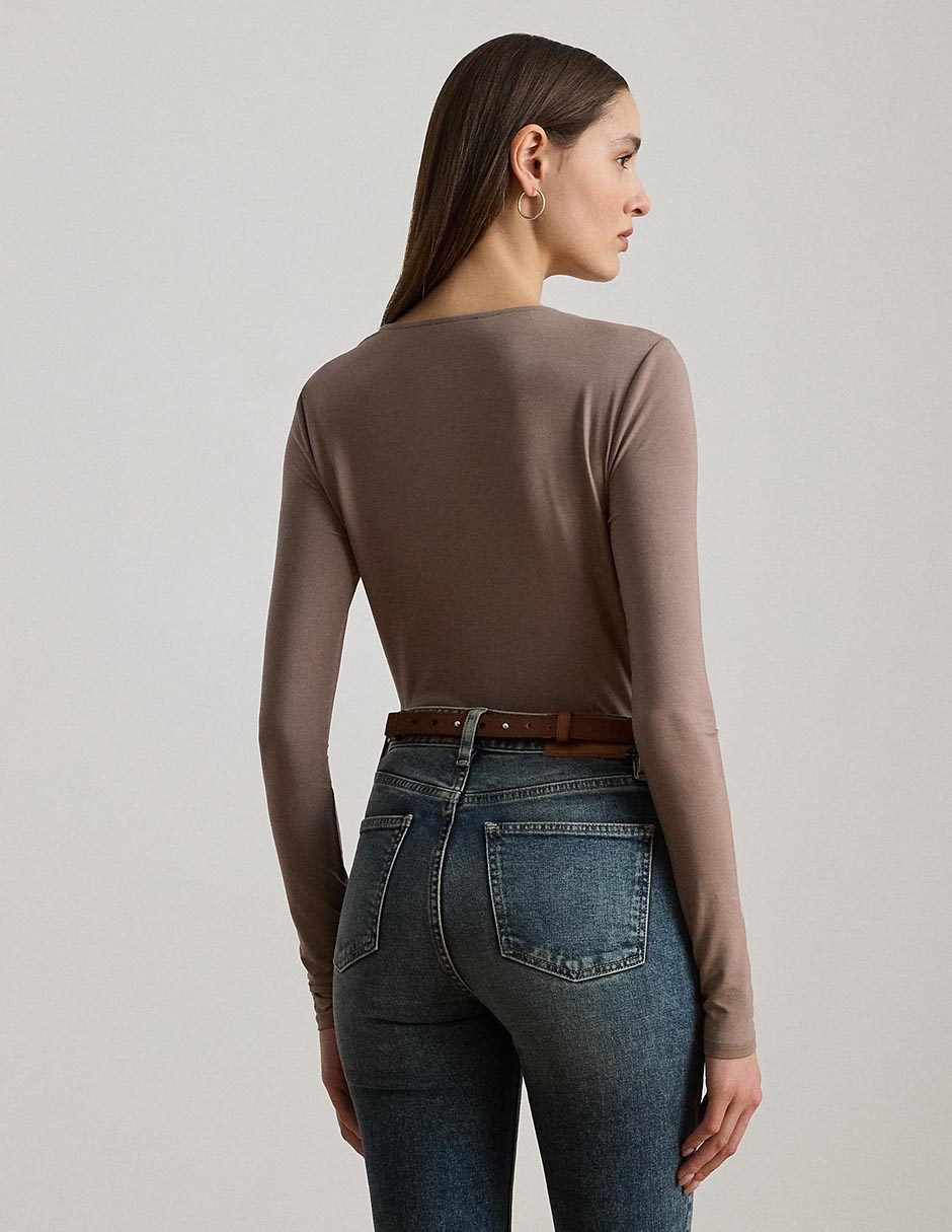 Playera manga larga Lauren Ralph Lauren cuello asimétrico para mujer