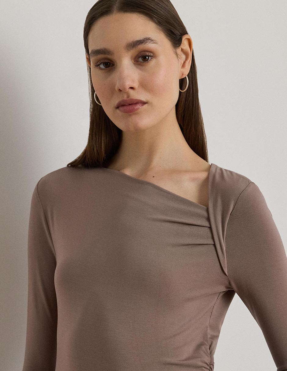 Playera manga larga Lauren Ralph Lauren cuello asimétrico para mujer
