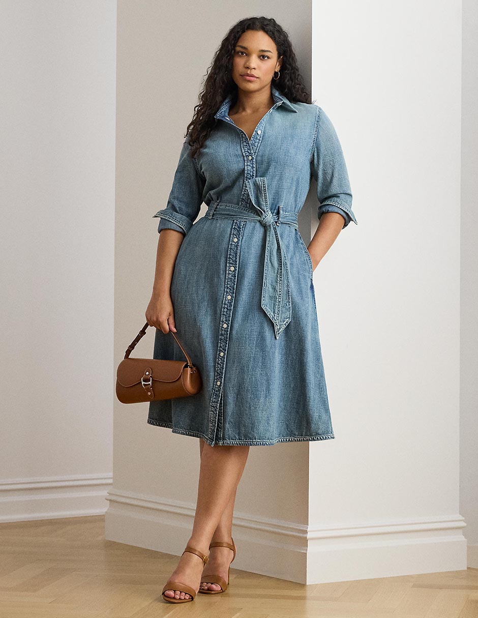 Vestido a la rodilla casual Lauren Plus para mujer