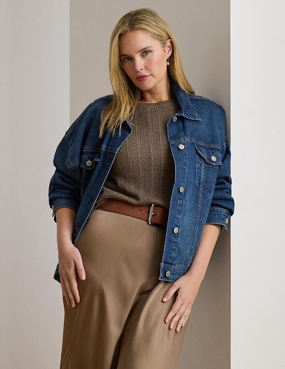 Chamarra Lauren Plus de mezclilla para mujer