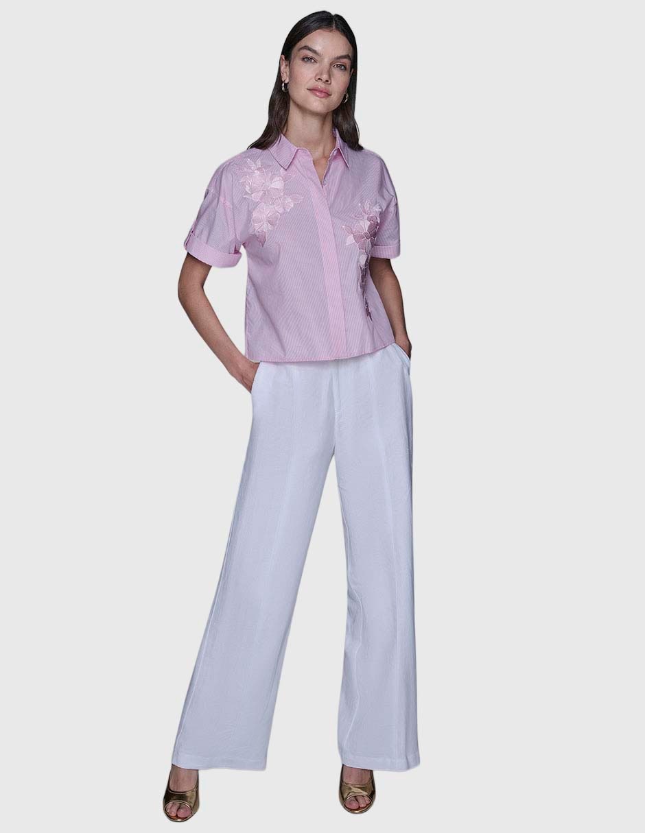 Blusa camisera manga corta para mujer 1