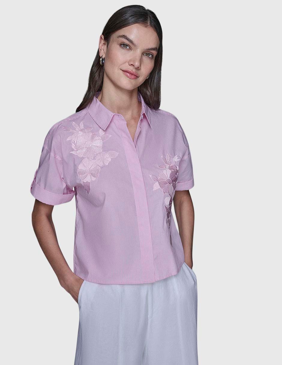 Blusa camisera manga corta para mujer 7