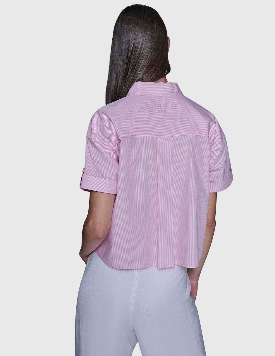 Blusa camisera manga corta para mujer 9