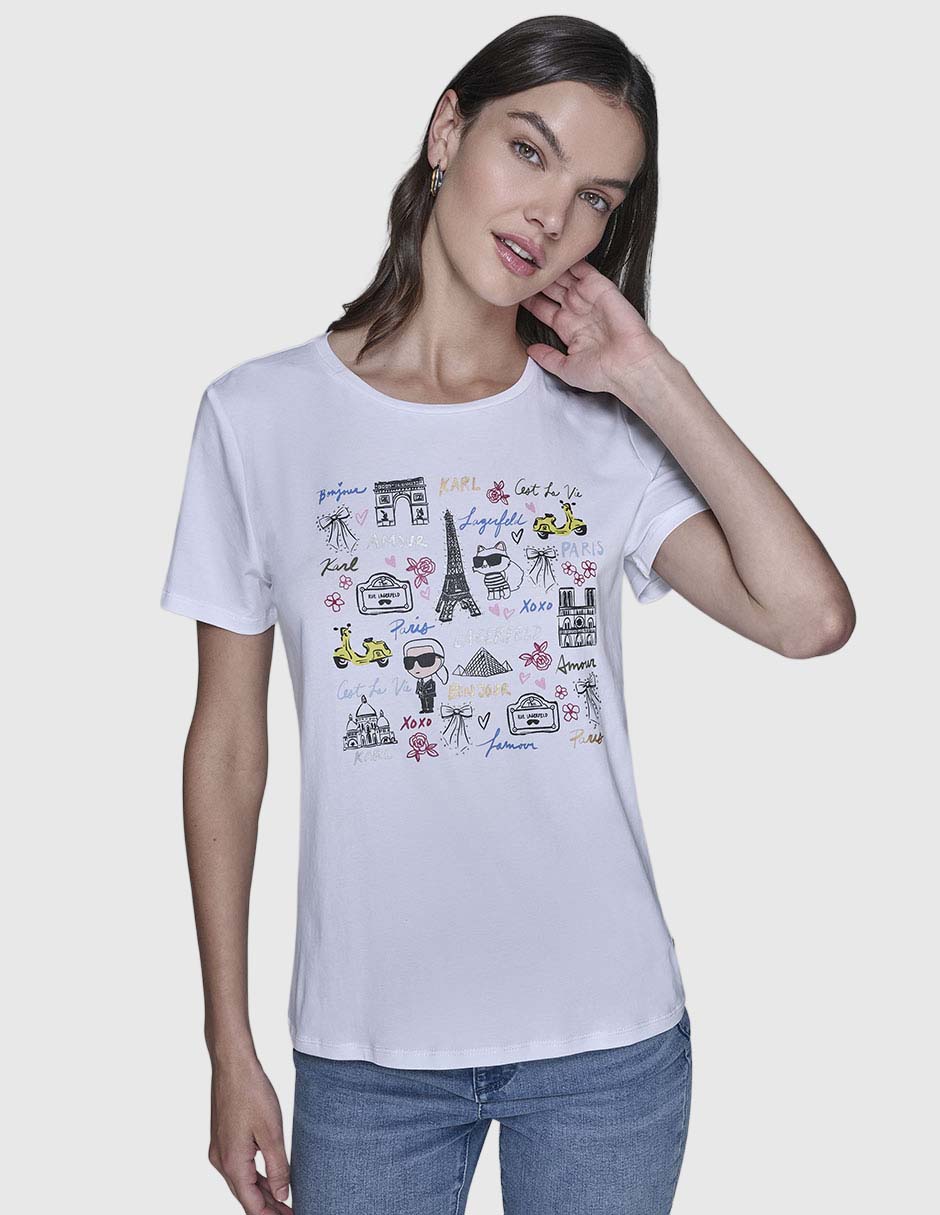 Playera manga corta cuello redondo para mujer 1