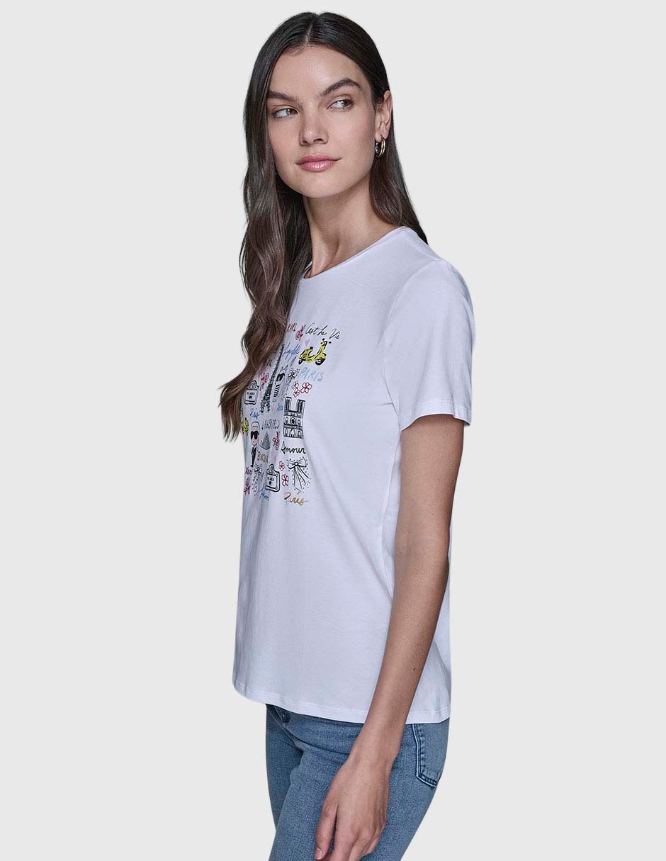 Playera manga corta cuello redondo para mujer 6