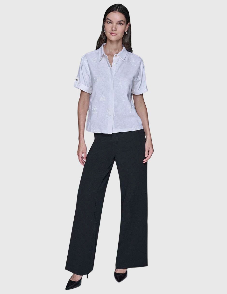 Blusa camisera manga corta para mujer 1