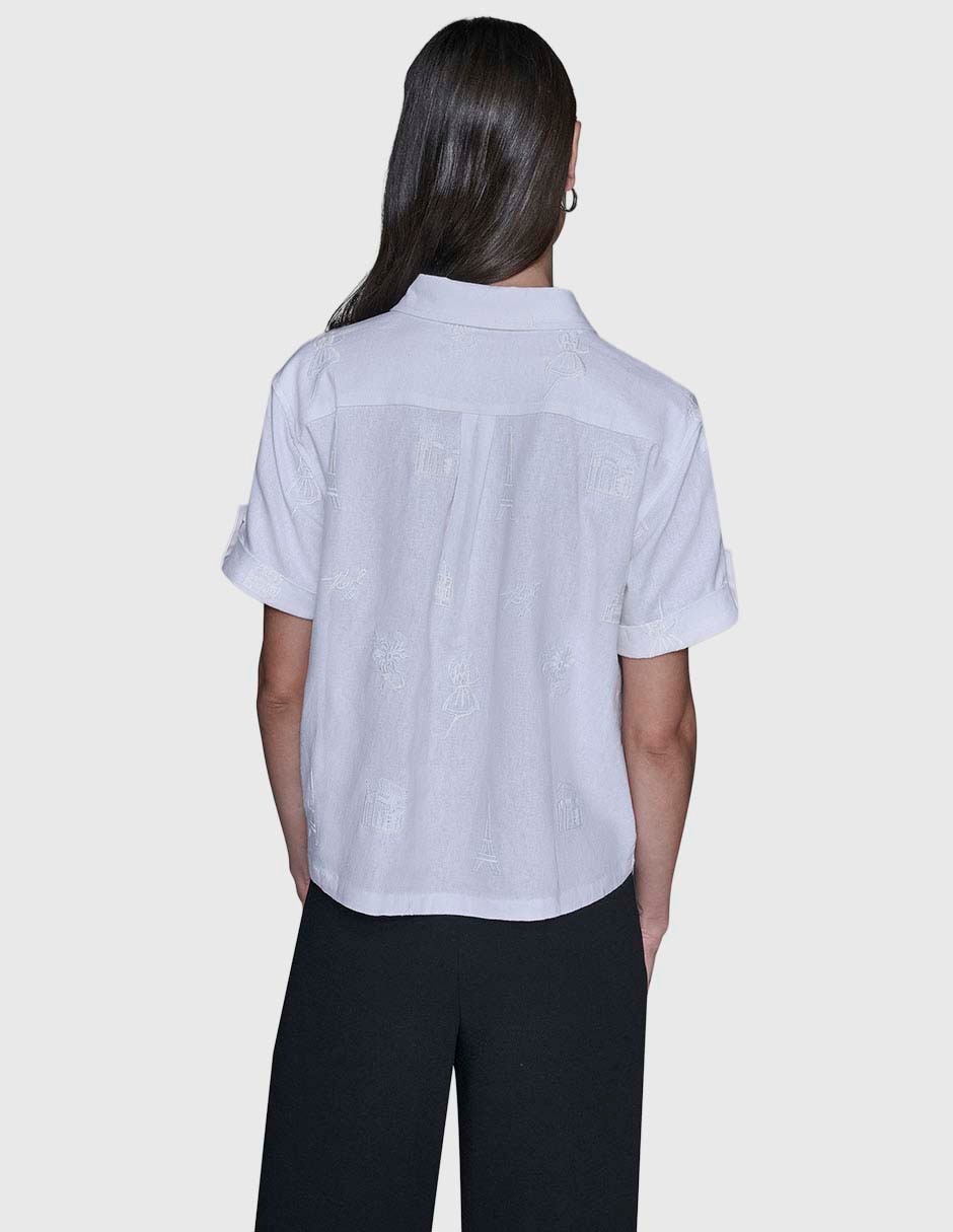Blusa camisera manga corta para mujer 9