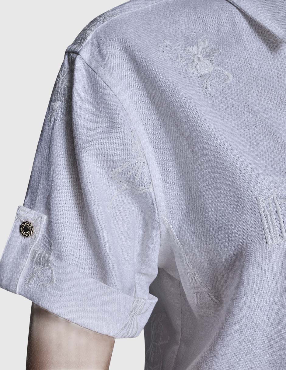 Blusa camisera manga corta para mujer 11