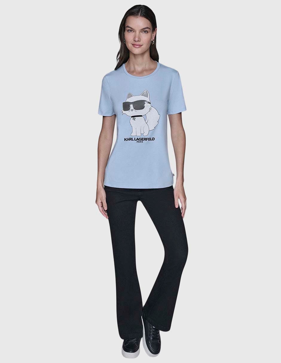 Playera manga corta Karl Lagerfeld Paris cuello redondo para mujer