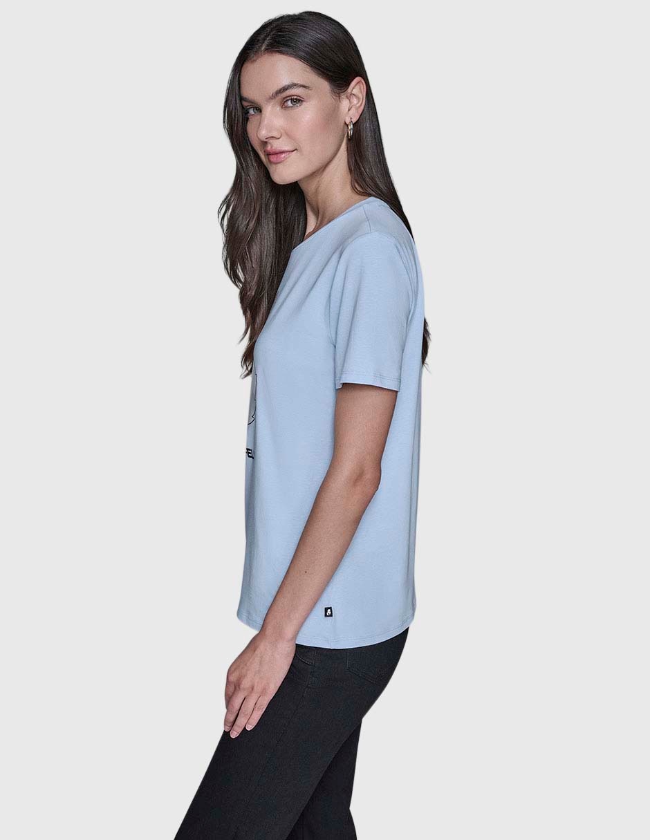 Playera manga corta Karl Lagerfeld Paris cuello redondo para mujer