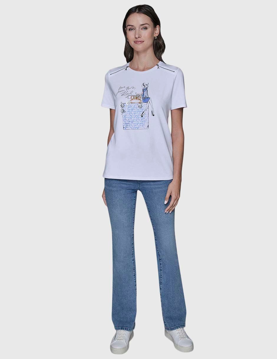 Playera manga corta cuello redondo para mujer 1